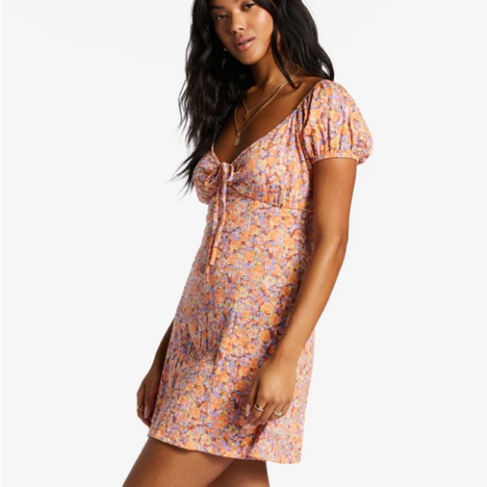 Billabong Orange and Purple Floral Mini Dress - Picture 5 of 14